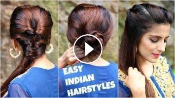 3 Anarkali Hairstyles for Medium/Long Hair/EASY Everyday Indian Hairstyles  For Navratri / Durga Puja