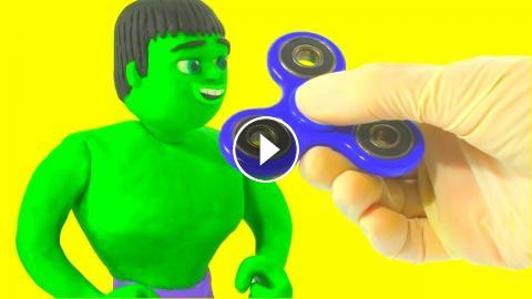 HULK USES FIDGET SPINNER ❤ Spiderman, Hulk & Frozen Elsa Play Doh Cartoons  For Kids