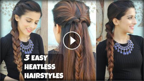 3 QUICK & EASY Everyday Braided Hairstyles For Medium To Long Hair |  Heatless Hairstyles