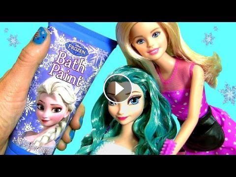 Princess Makeover Elsa NEW Color Makeover at Hair Salon by Barbie Hair  Stylist Color Changing Paint