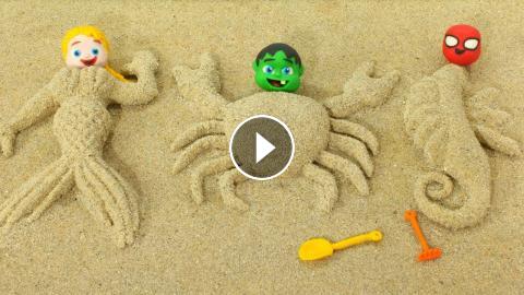 Superhero Babies Play with Sand ❤ Hulk & Frozen Elsa Play Doh Cartoons &  Stop Motion Movies