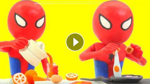 Spiderman Is Cooking Chef Spiderman Does Breakfast Superhero Babies Play  Doh Cartoons Stop Motion